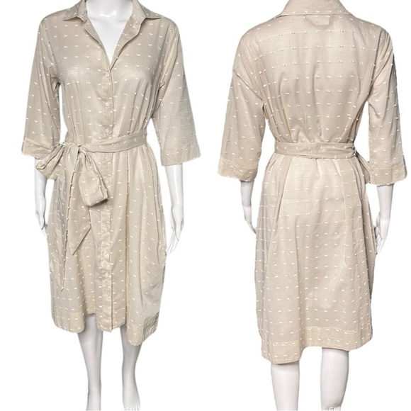 LISA MARIE FERNANDEZ Linen-blend Textures Gauze button down Midi cover-up Dress - Picture 8 of 16